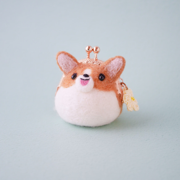 コーギーがま口｜ふわもち可愛い手のひらサイズの羊毛フェルト がま口