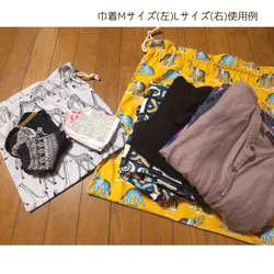 ティンガティンガ布の巾着(М) 4枚目の画像