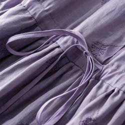 夏◆綿麻◆ワンピース◆コットンリネン◆通勤◆通学◆ラベンダー◆刺繍 3枚目の画像