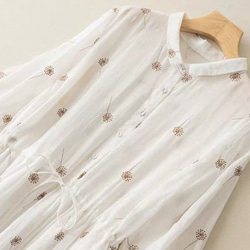 夏◆綿麻◆ワンピース◆コットンリネン◆通勤◆通学◆ホワイト ◆刺繍 2枚目の画像