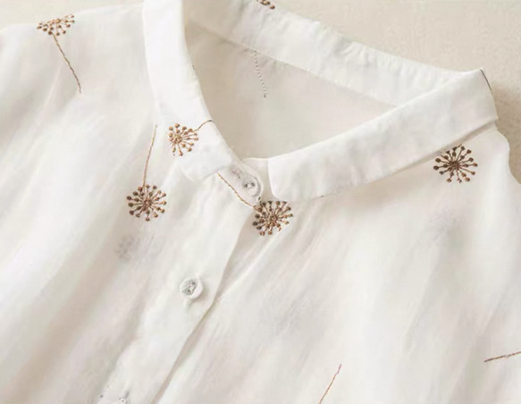 夏◆綿麻◆ワンピース◆コットンリネン◆通勤◆通学◆ホワイト ◆刺繍 3枚目の画像