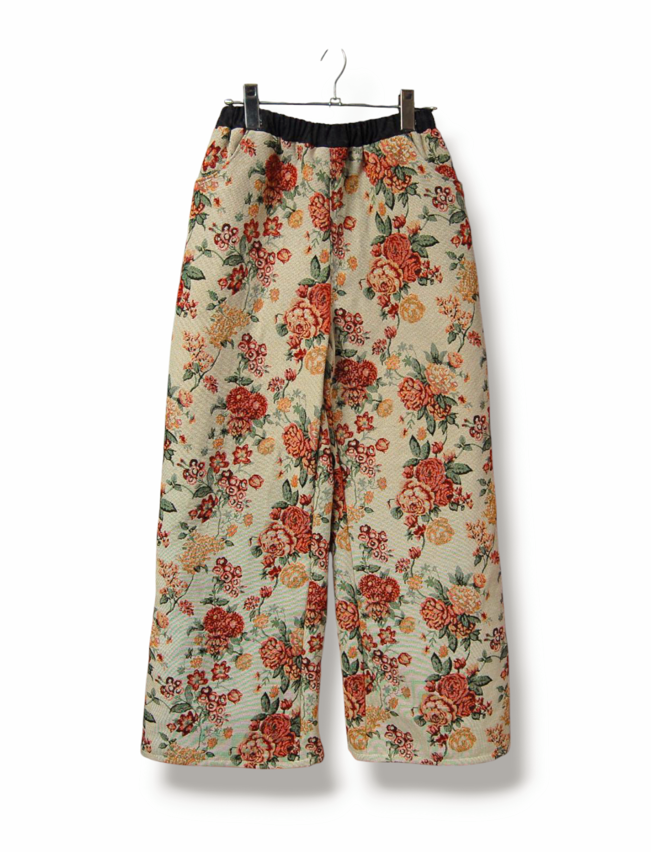 花柄ゴブラン織り　ワイドパンツ