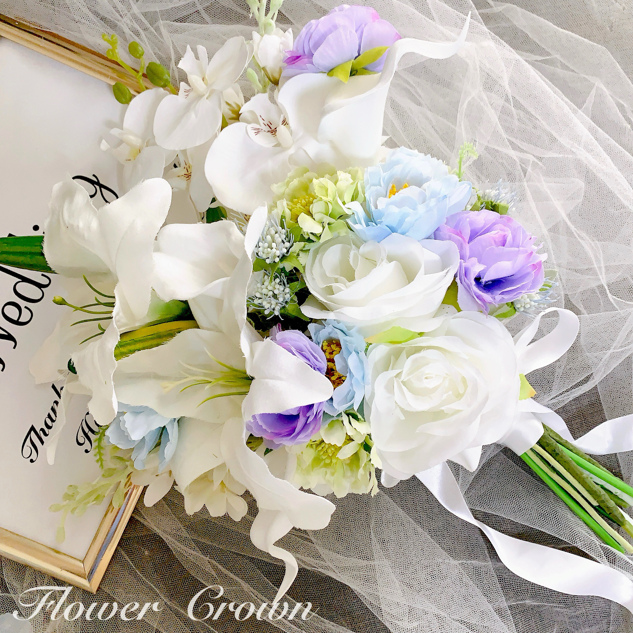 アーティフィシャルフラワーブーケ クラッチブーケ 結婚式 ウエディングブーケ ブライダル 前撮り 胡蝶蘭 披露宴