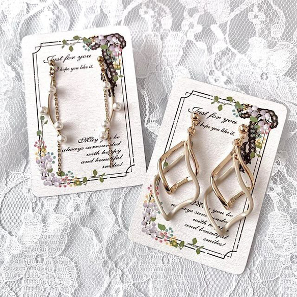 アクセサリー台紙【はがき1/4☆10枚入(40枚分)】 [D-350]レースリボン4 3枚目の画像