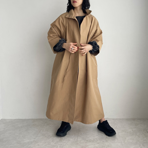 未使用タグ付き　ina リネン混　ベージュ ロングコート　2way 日本製 アドーア ADORE カシミヤ混 2TONE リバーロングコート （ネイビーx
