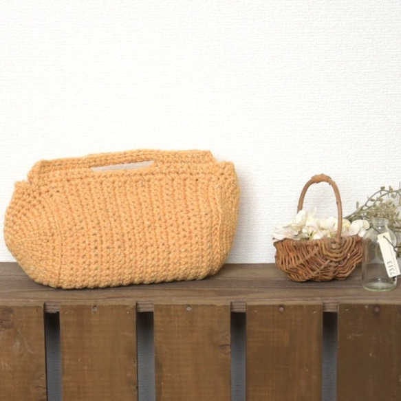新作◆creema限定カラーあり◆3way仕様♥ロールショルダーバッグ＊横置き筒型の可愛らしい手編みバック◇ 5枚目の画像