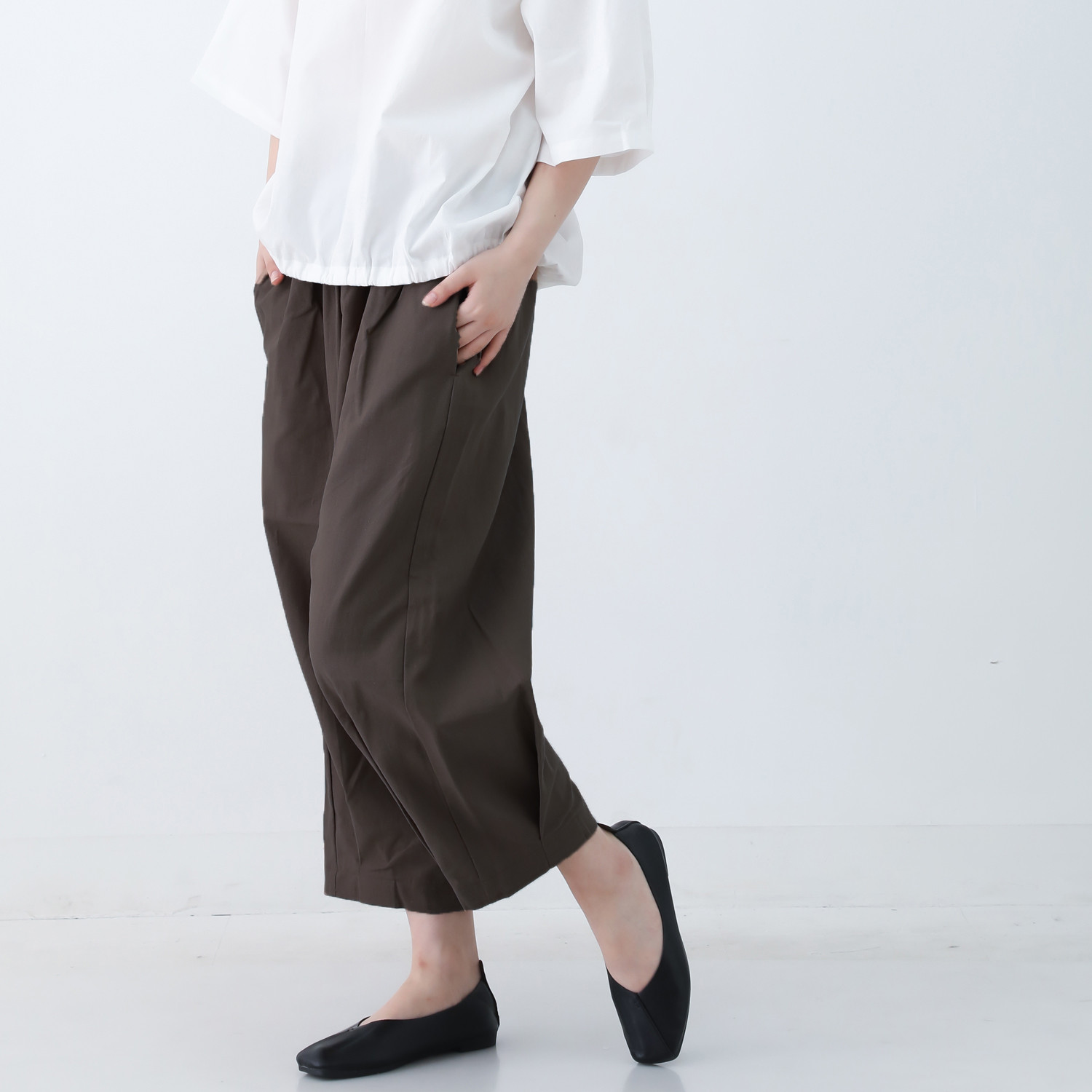 やわらかヴィンテージコットンリネンのキレイ目 バルーンパンツ サイズ選べる◎チャコール nunono-02