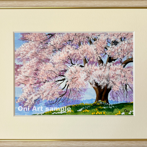 アクリル画　原画　「悠久の桜02」額縁付　SMサイズ 悠久の桜02」アクリル画 原画 風景画 額縁付 SMサイズ 絵画 Oni
