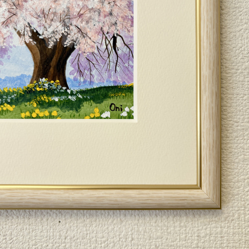 アクリル画　原画　「悠久の桜02」額縁付　SMサイズ 悠久の桜02」アクリル画 原画 風景画 額縁付 SMサイズ 絵画 Oni
