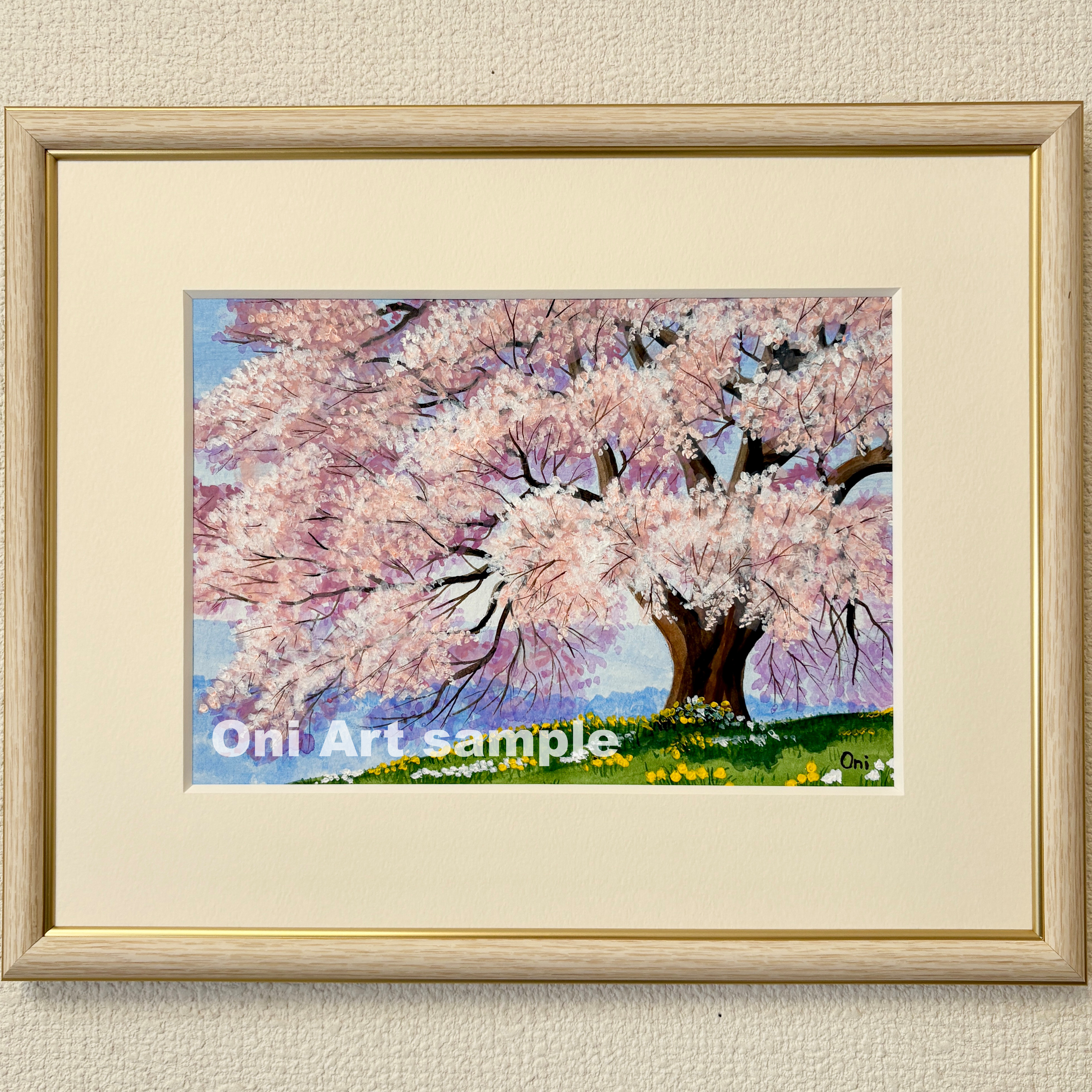 送料無料 店舗 悠久の桜02」アクリル画 アクリル SMサイズ 額縁付 風景画 原画 絵画