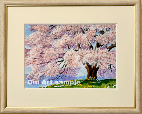 鶴と桜が描かれた額入りの絵画 鶴と桜が描かれた額入りの絵画