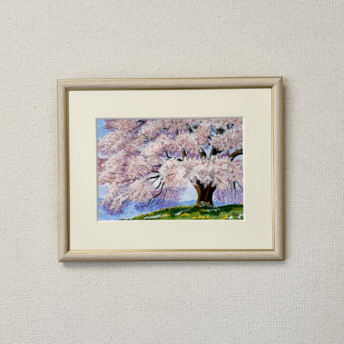 アクリル画　原画　「悠久の桜02」額縁付　SMサイズ 悠久の桜02」アクリル画 原画 風景画 額縁付 SMサイズ 絵画 Oni