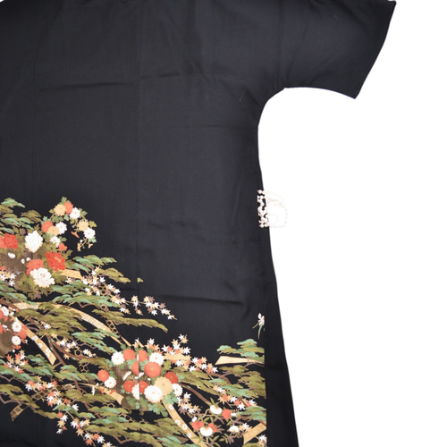 留袖リメイクワンピース　488moco-chanお値下げします^ ^ 3XL ,着物リメイク,上品ワンピース, 黒留袖リメイク ワンピース, ,上品