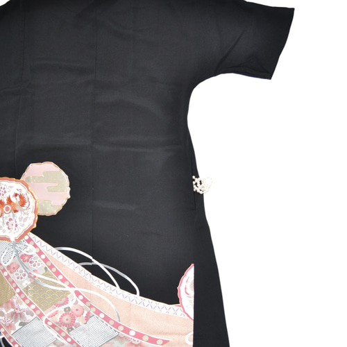 3XL 着物リメイク,上品ワンピース, 黒留袖リメイク ワンピース