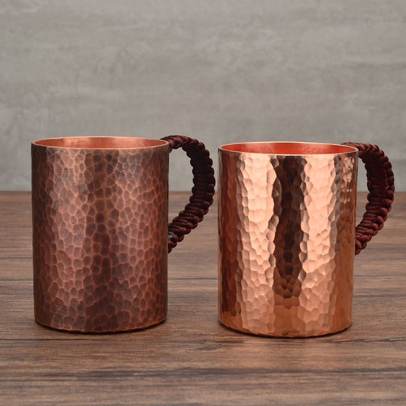 ビールジョッキ 手作り 純銅 レトロ マグカップ ハンドメイド 円筒形カップ コーヒーカップ 健康 プレゼントTQ101