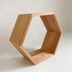 国産吉野杉 六角形オープンラック ディスプレイラック ※1個売り※ 棚