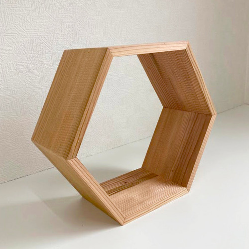 国産吉野杉 六角形オープンラック ディスプレイラック ※1個売り※ 棚