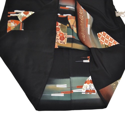 3XL ,着物リメイク,上品ワンピース, 黒留袖リメイク ワンピース