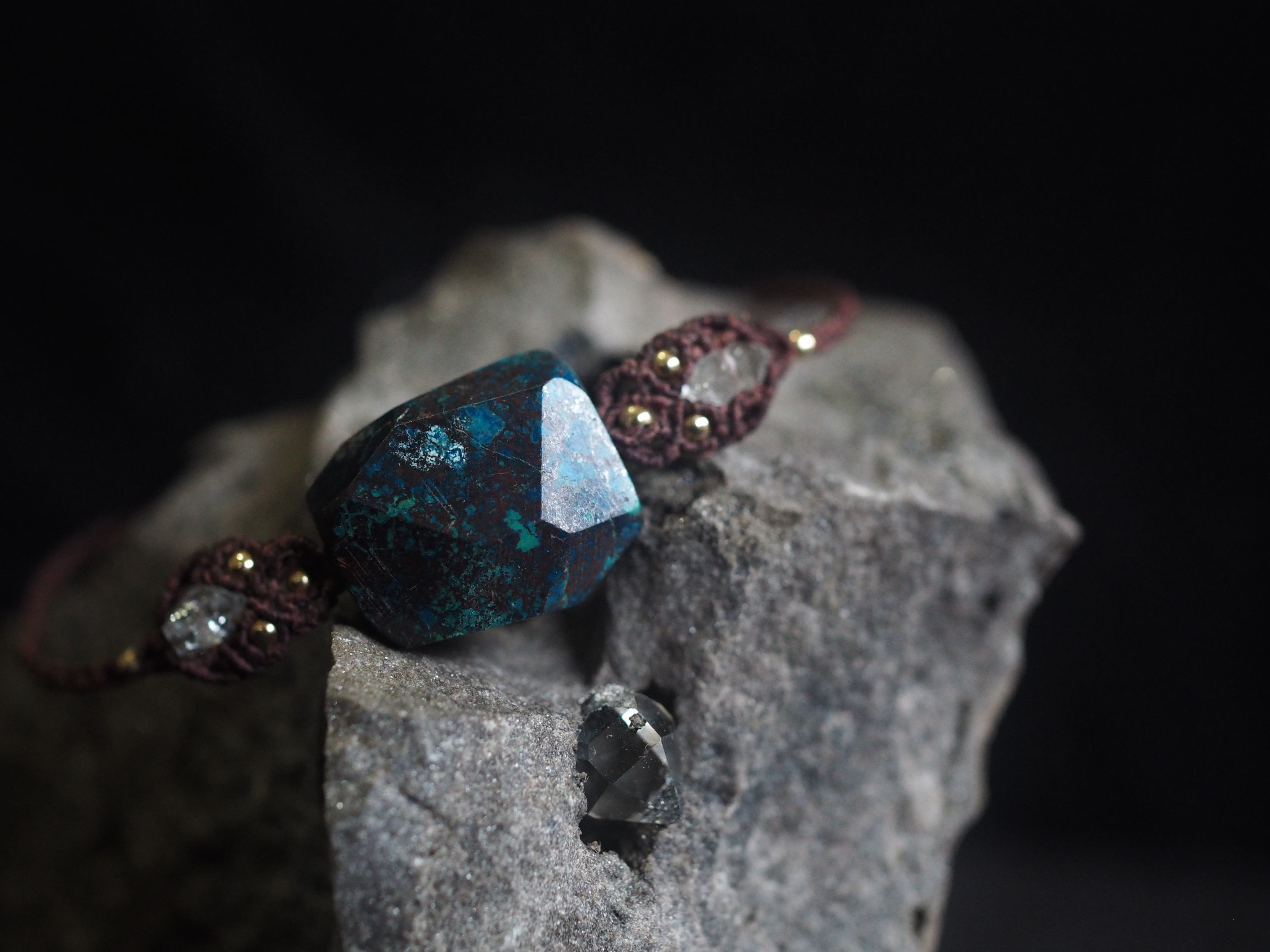 chrysocolla brass bracelet (keichitsu)