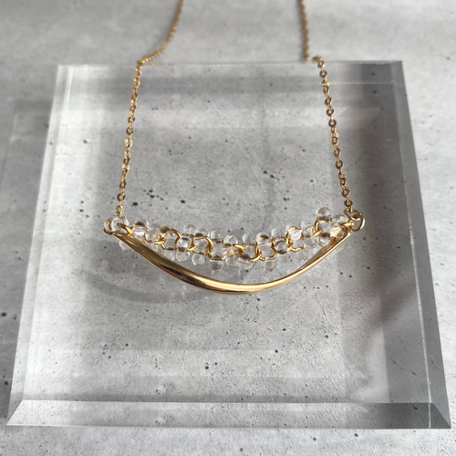 ★特選一石★希少☆極上透明♡【チベット産ゴールドカラー透明アンデシン】❤️ 冬の首元に】キラキラ上品なゴールドネックレス シンプル クリア 透明