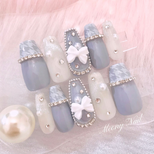 No.51 オーダー ♡ 千鳥 格子 柄 リボン マグネット フレンチ ガーリー