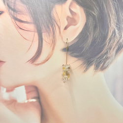 三毛猫、天然石のピアス　/   K16GP 4枚目の画像