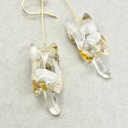 三毛猫、天然石のピアス　/   K16GP 3枚目の画像