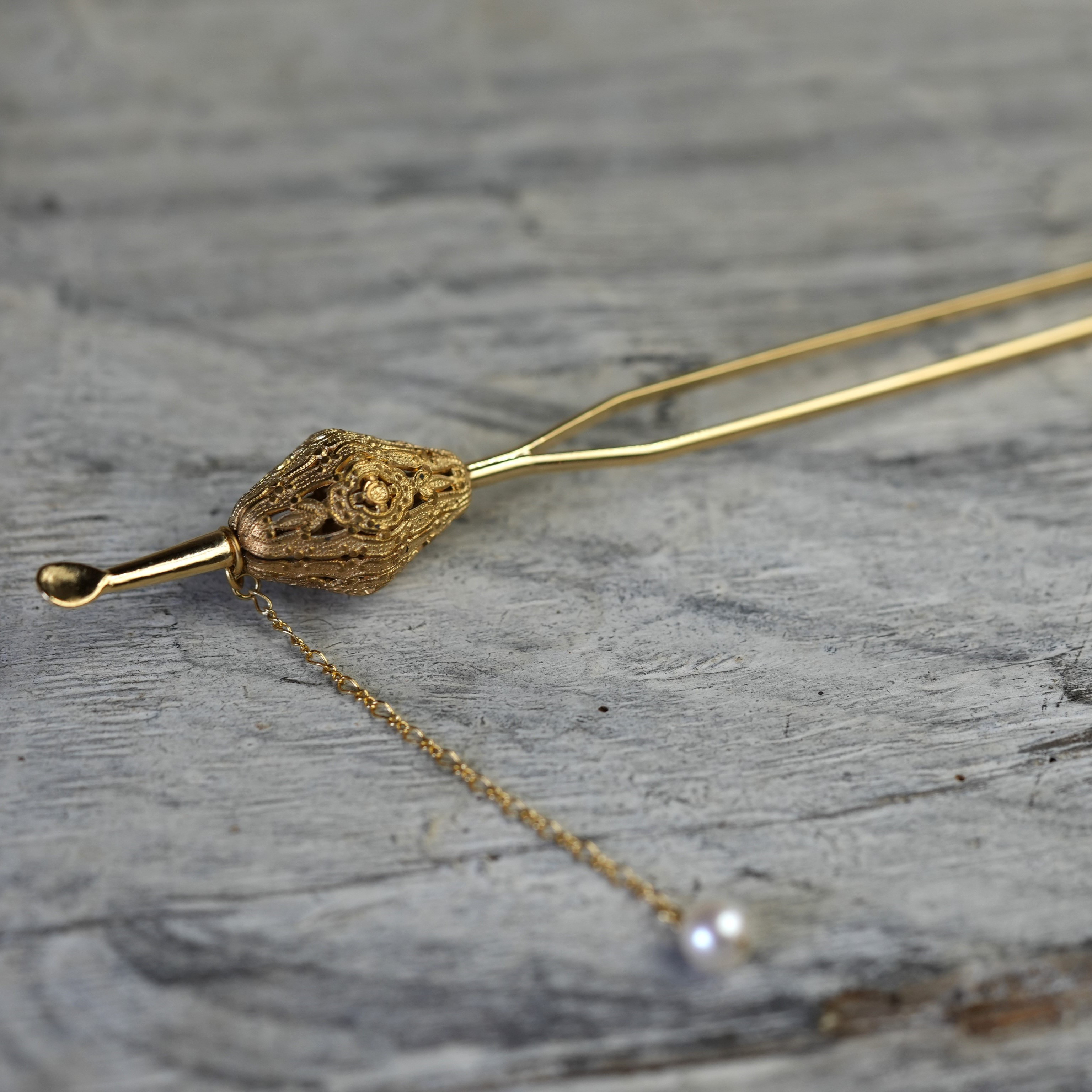 France vintage・アコヤ真珠簪【フォーマル・着物髪飾りに＊＊】