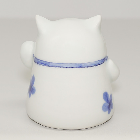 砥部焼 かわいい 「招き猫 左手ver」 置物 ねこ ネコ 運 商売繁盛 縁起物 手作り 窯元 tsuneoka-505 5枚目の画像