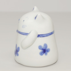 砥部焼 かわいい 「招き猫 左手ver」 置物 ねこ ネコ 運 商売繁盛 縁起物 手作り 窯元 tsuneoka-505 4枚目の画像