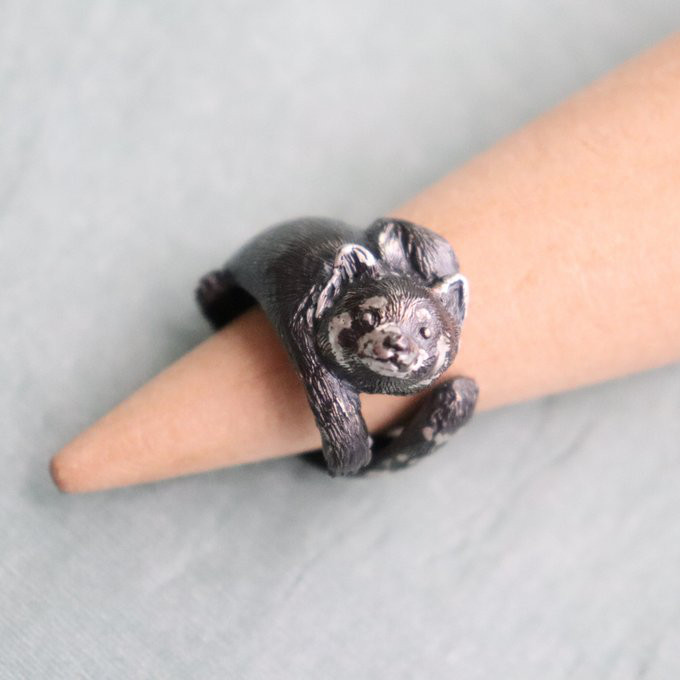 【受注製作】【シルバー925製】木のぼりレッサーパンダが巻きつくリング