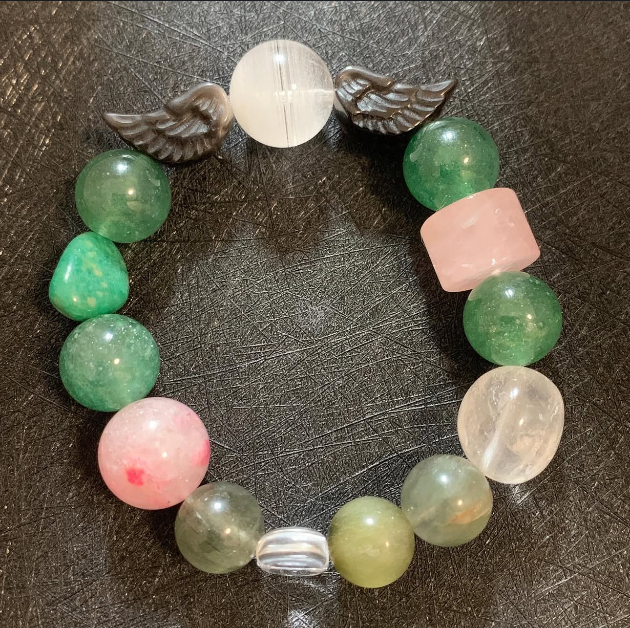 Crystal.EAA エンジェルシリーズ パワーズ グリーンルチルクォーツ ローズ グリーンストロベリー