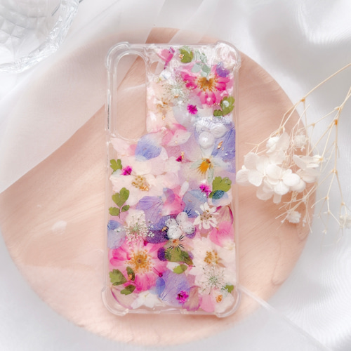 新作 *:.。.✽.全機種対応 花いっぱい押し花ケース*:.。.✽. iPhone 