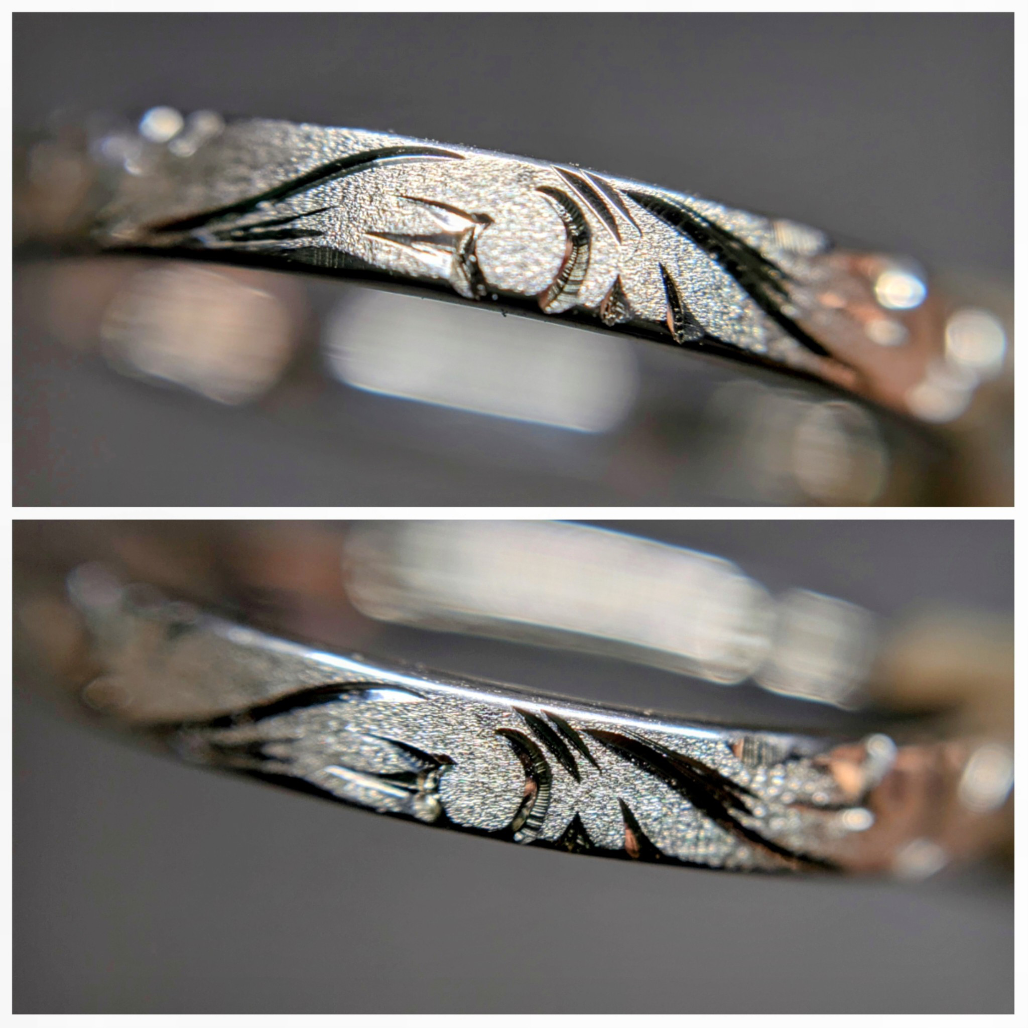 唐草 SV９２５ ｋ１８ 手彫り リング 金属アレルギー対応 植物　葉っぱ 彫金