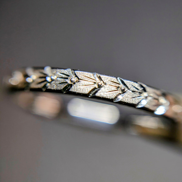 月桂樹 SV９２５ ｋ１８ 手彫り リング 金属アレルギー対応 植物　葉っぱ　 彫金 2枚目の画像