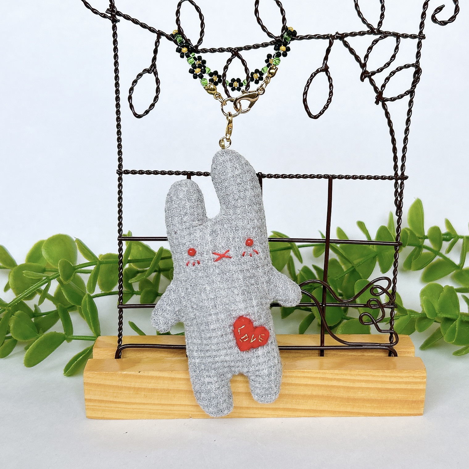 Hug Me♪ ぬいぐるみうさぎ グレー バッグチャーム バッグチャーム Aki