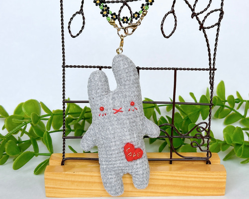 Hug Me♪ ぬいぐるみうさぎ グレー バッグチャーム バッグチャーム Aki