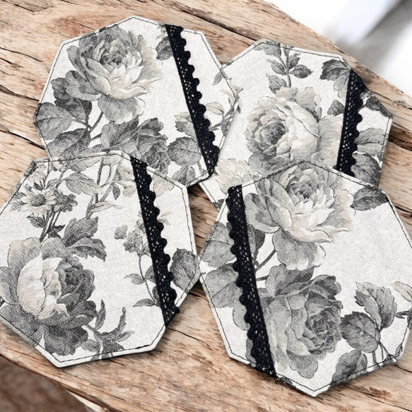 オシャレな薔薇のコースター【4枚セット】柄お任せ 3枚目の画像