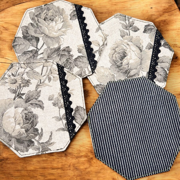 オシャレな薔薇のコースター【4枚セット】柄お任せ 2枚目の画像