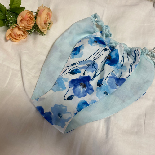 ふんどしパンツ 肌面オーガニックコットン100%ダブルガーゼ 青系・水彩