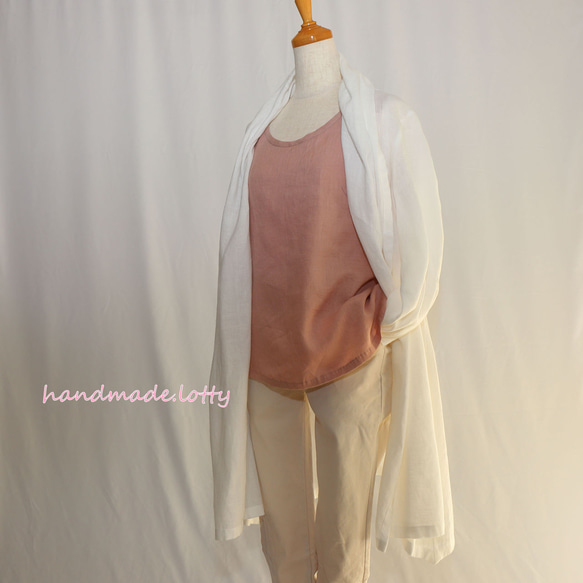 《受注制作》【S】【M】【L】ストンとタンクトップ（リネンピンクベージュ）_C19 1枚目の画像