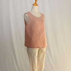 《受注制作》【S】【M】【L】ストンとタンクトップ（リネンピンクベージュ）_C19 2枚目の画像