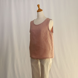 《受注制作》【S】【M】【L】ストンとタンクトップ（リネンピンクベージュ）_C19 5枚目の画像
