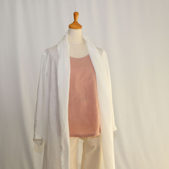 《受注制作》【S】【M】【L】ストンとタンクトップ（リネンピンクベージュ）_C19 6枚目の画像