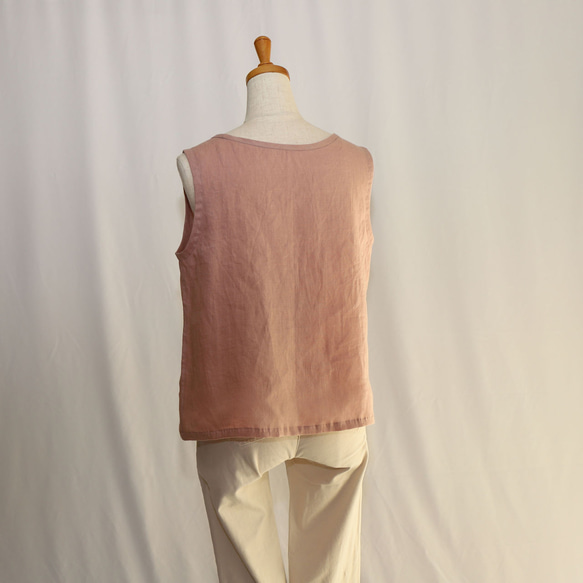 《受注制作》【S】【M】【L】ストンとタンクトップ（リネンピンクベージュ）_C19 4枚目の画像
