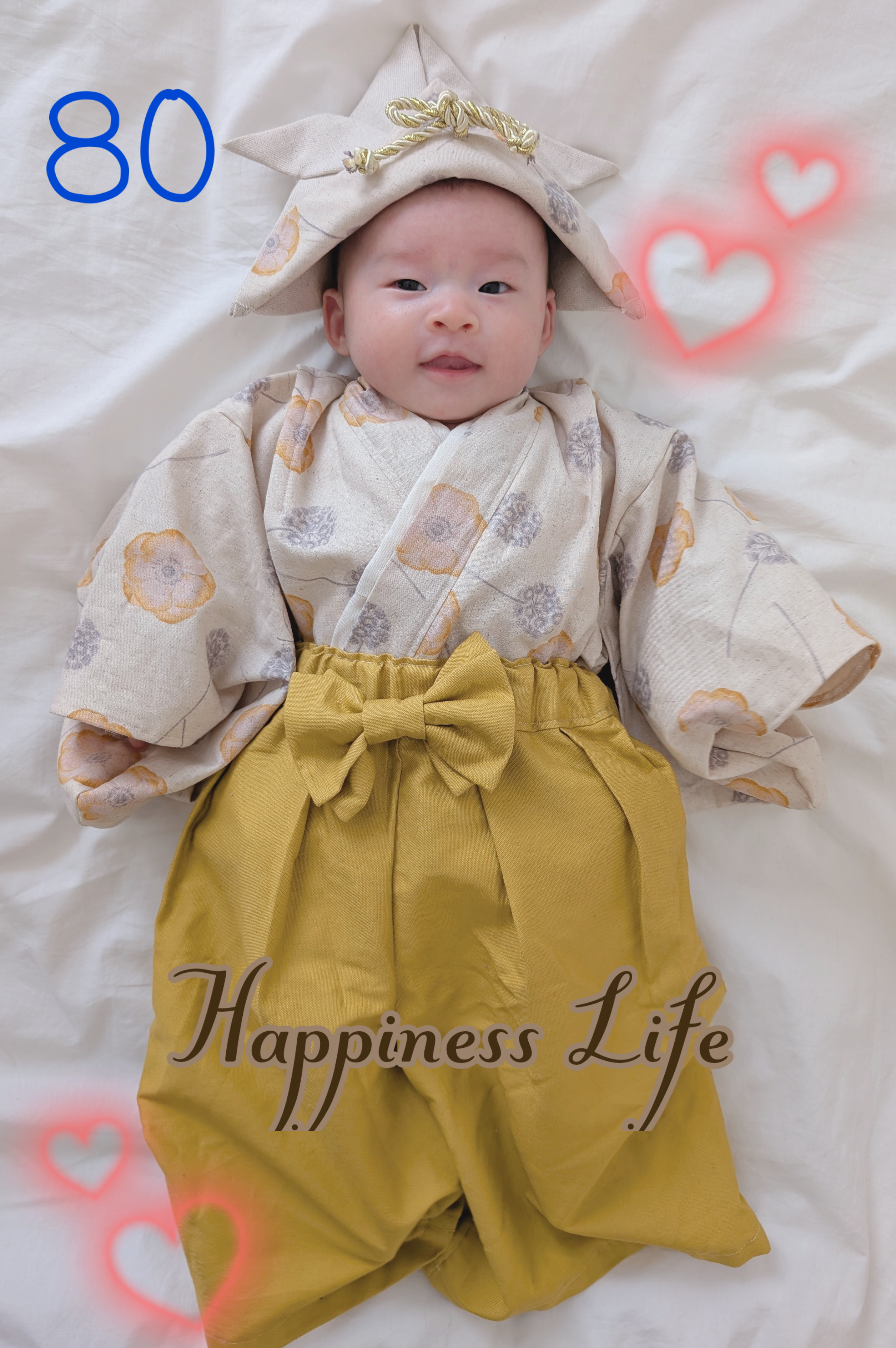 80！！ダブルガーゼの裏生地付き！赤ちゃんの肌に優しい袴♡主役は僕♡私♡