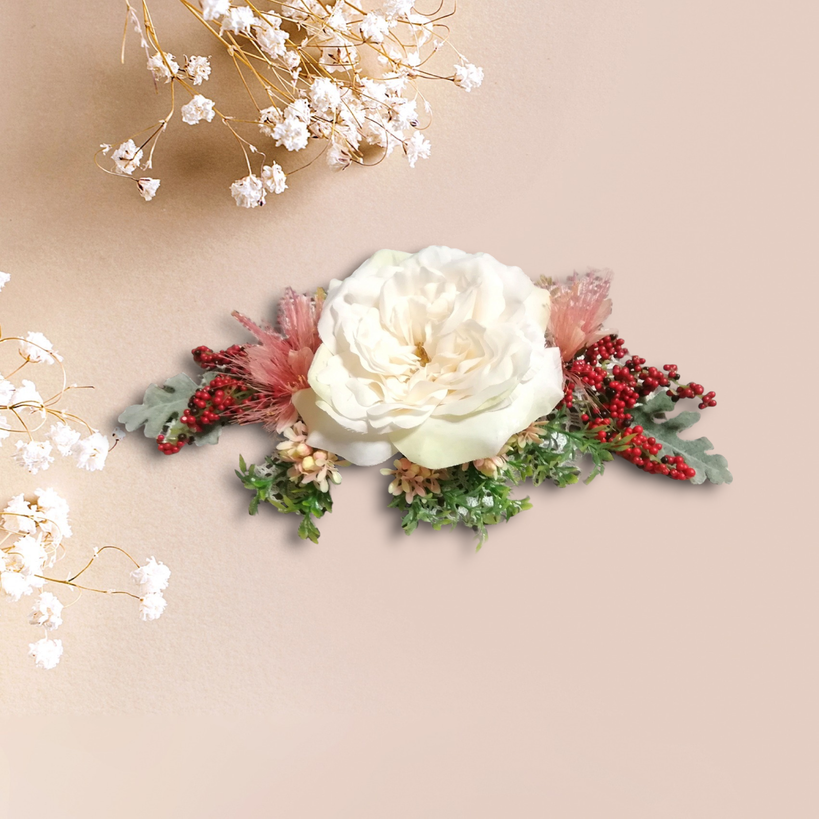 大輪白バラのヘアアクセサリー