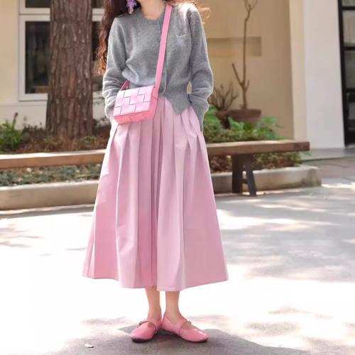 【極美品】SOEJU ソージュ プリーツスカート ロング ピンク ウエストゴム プリーツスカート - SOÉJU online store｜上質な大人の女性のための
