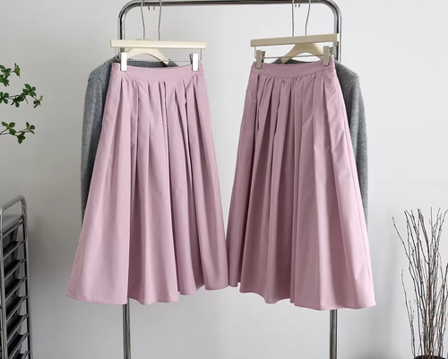 数量限定春夏の主役級1枚。桜ピンク着痩せプリーツ スカート ウエスト