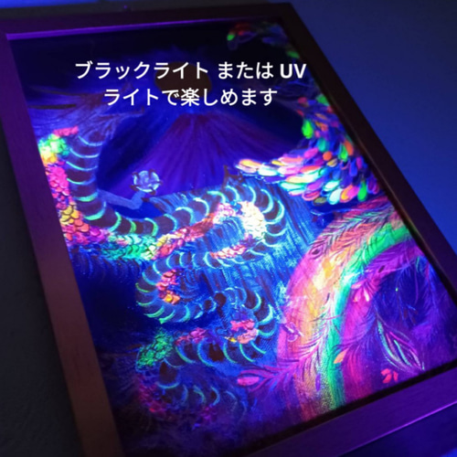 風水吉祥絵画＊永和来福図 虹色に輝く昇龍と鳳凰～赤富士金滝虹